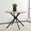 SAFAVIEH Home Collection Rixley Mid-Century Modern Natural/Black Round Top Dining Table
