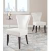Safavieh Mercer Collection Carter Black Leather Dining Chair, Set of 2(Cream)
