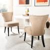 Safavieh Mercer Collection Carter Black Leather Dining Chair, Set of 2(White)