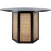 SAFAVIEH Home Collection Danez Faux Marble Top/Natural Cane Round Dining Table(Black/Natural)