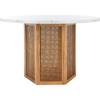 SAFAVIEH Home Collection Danez Faux Marble Top/Natural Cane Round Dining Table(White Faux Marble/Natural)