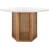 SAFAVIEH Home Collection Danez Faux Marble Top/Natural Cane Round Dining Table(White/Natural)