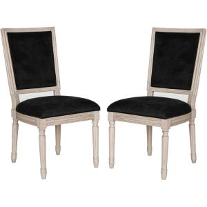 SAFAVIEH Home Collection Buchanan French Brasserie Linen Side Chair(Black / Rustic Grey)
