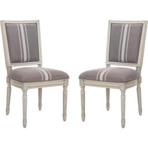 SAFAVIEH Home Collection Buchanan French Brasserie Linen Side Chair(Grey / Beige)