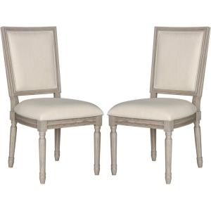 SAFAVIEH Home Collection Buchanan French Brasserie Linen Side Chair(Light Beige / Rustic Grey)