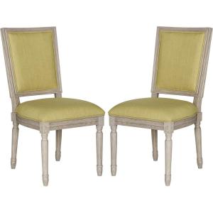 SAFAVIEH Home Collection Buchanan French Brasserie Linen Side Chair(Spring Green / Rustic Grey)