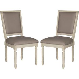 SAFAVIEH Home Collection Buchanan French Brasserie Linen Side Chair(Taupe / Cream)