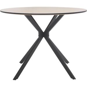 SAFAVIEH Home Collection Rixley Mid-Century Modern Natural/Black Round Top Dining Table