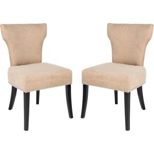 Safavieh Mercer Collection Carter Black Leather Dining Chair, Set of 2(White)