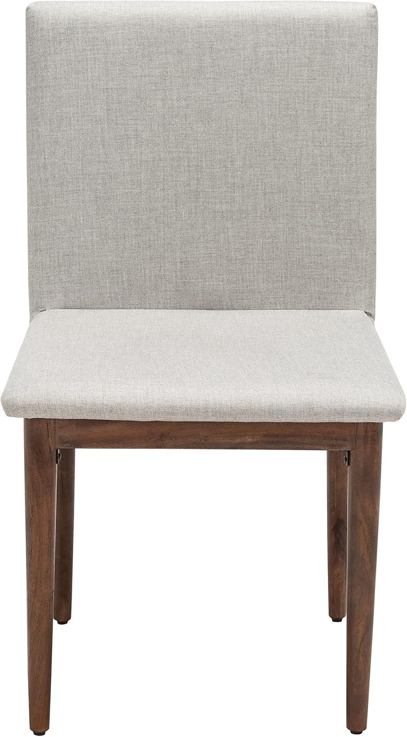 image:imageSAFAVIEH Couture Home Collection Milana Walnut BrownLight Grey Linen Dining Chair Set of 2 Fully Assembled