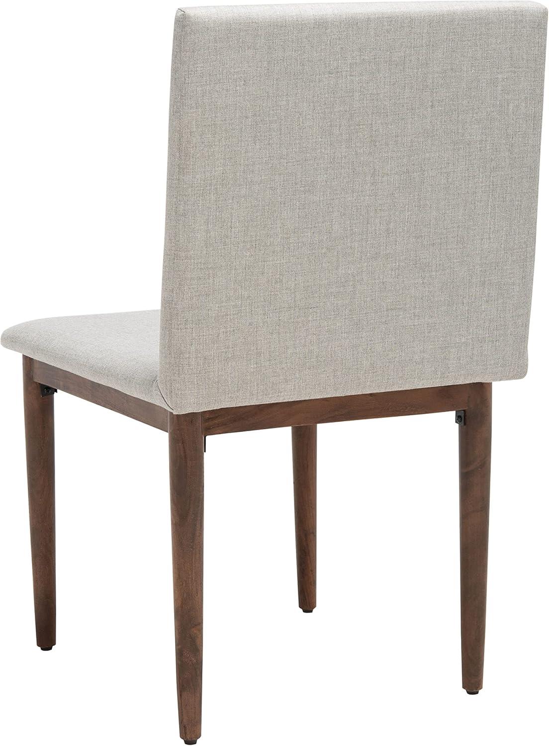 image:imageSAFAVIEH Couture Home Collection Milana Walnut BrownLight Grey Linen Dining Chair Set of 2 Fully Assembled