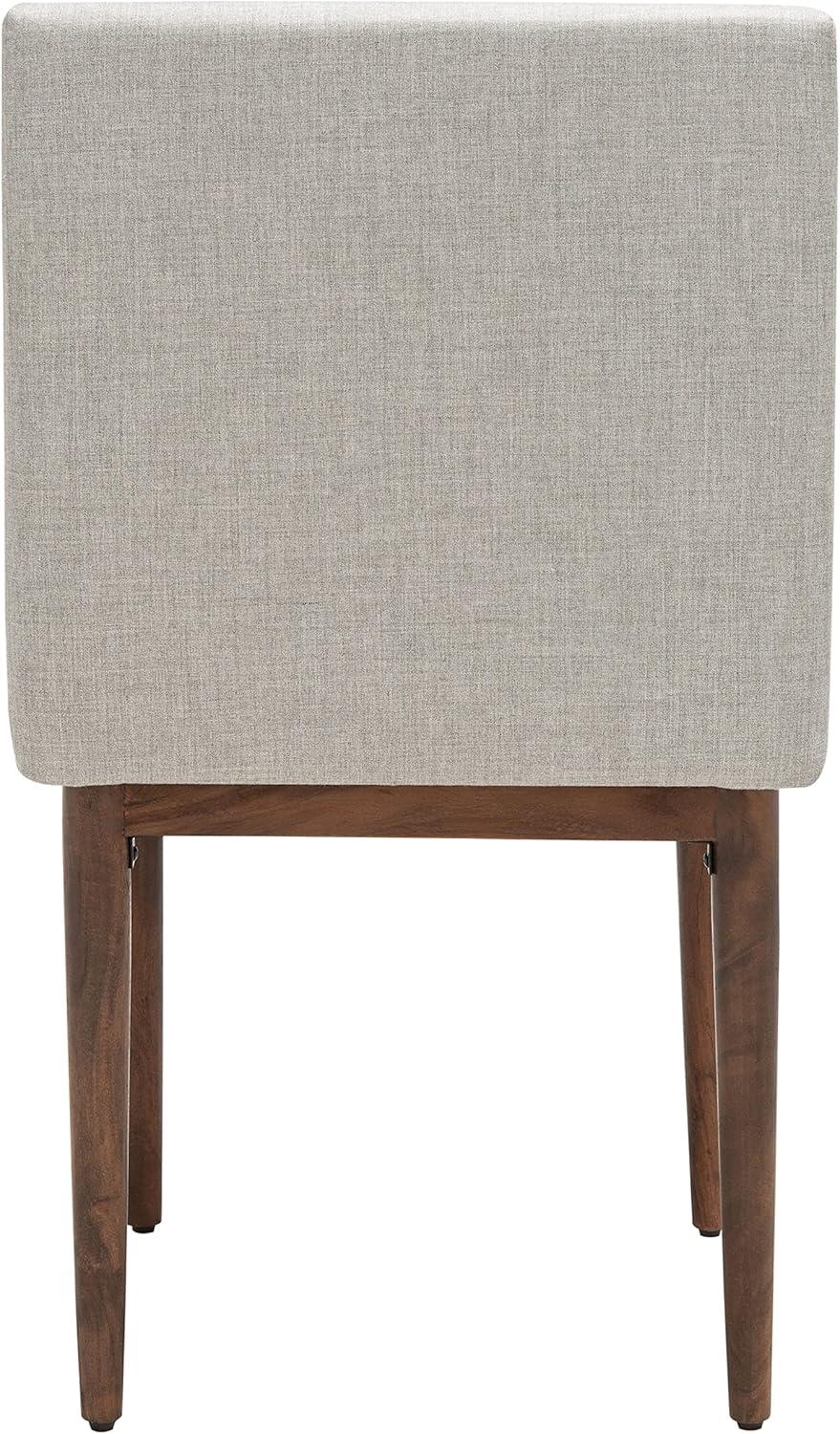 image:imageSAFAVIEH Couture Home Collection Milana Walnut BrownLight Grey Linen Dining Chair Set of 2 Fully Assembled