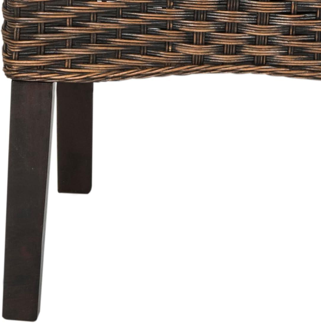 image:imageSAFAVIEH Home Collection Ilya Brown Wicker Tall Back Dining Chair Set of 2 SEA8017CSET2Brown Multi