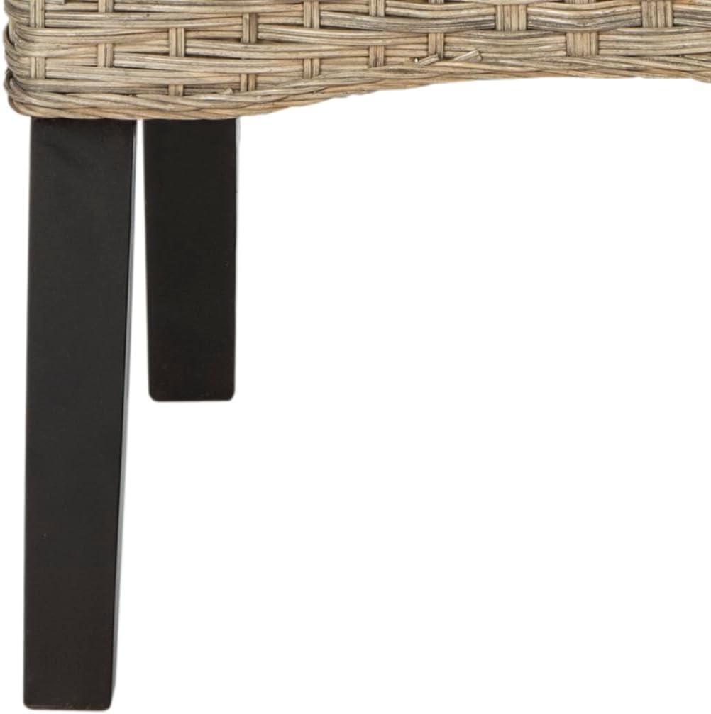 image:imageSAFAVIEH Home Collection Ilya Brown Wicker Tall Back Dining Chair Set of 2 SEA8017CSET2Grey