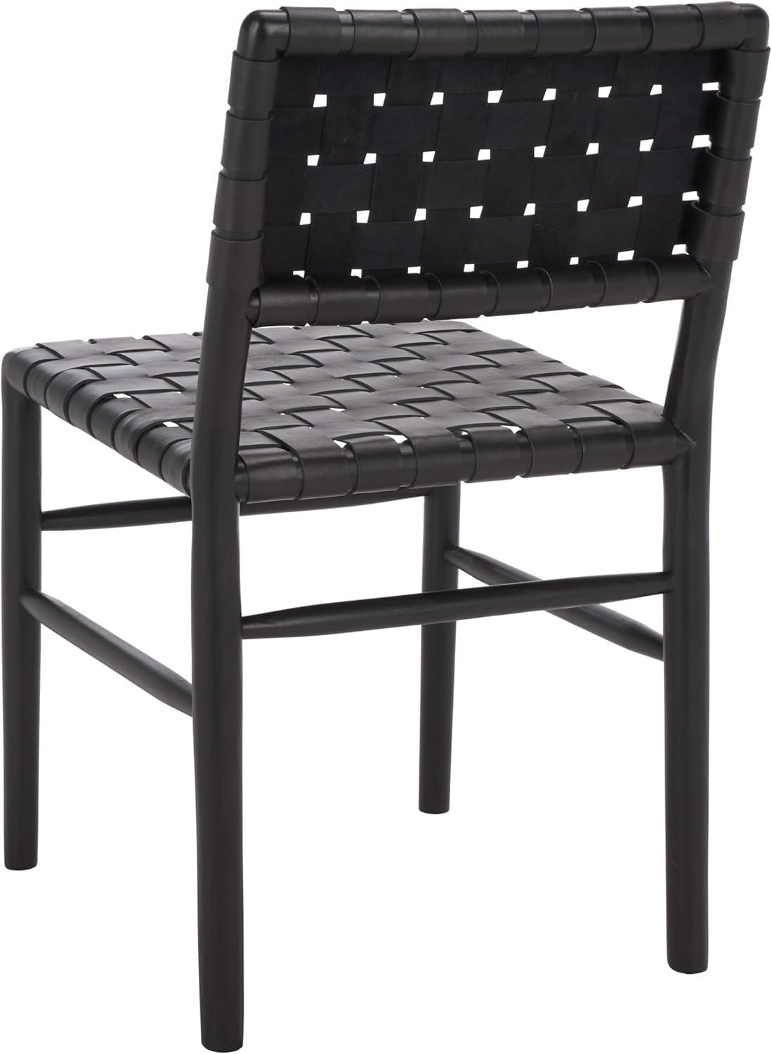 image:imageSAFAVIEH Home Collection Kaiber Red Tan Genuine Woven Leather amp Natural Solid Wood Dining Chair Modern Woven Seat amp Back DCH1218ABlackBlack