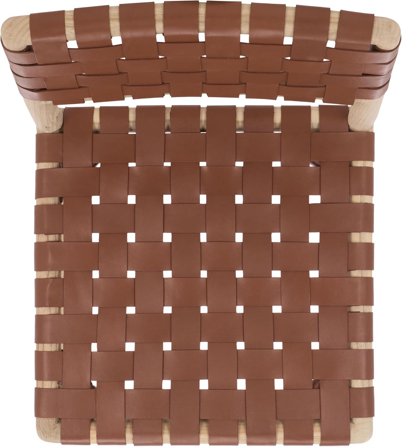 image:imageSAFAVIEH Home Collection Kaiber Red Tan Genuine Woven Leather amp Natural Solid Wood Dining Chair Modern Woven Seat amp Back DCH1218ARed TanNatural