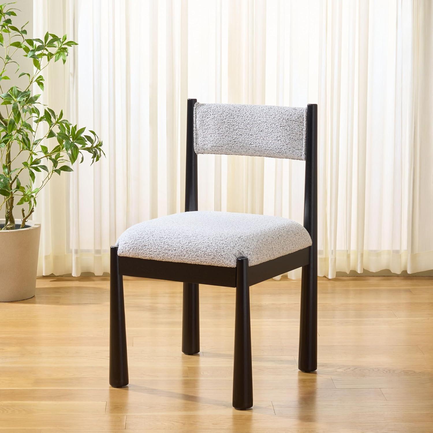 image:imageSAFAVIEH Home Collection Makiko Natural amp White Upholstered Dining Chair Padded Seat amp Back DCH9221ABlackWhite