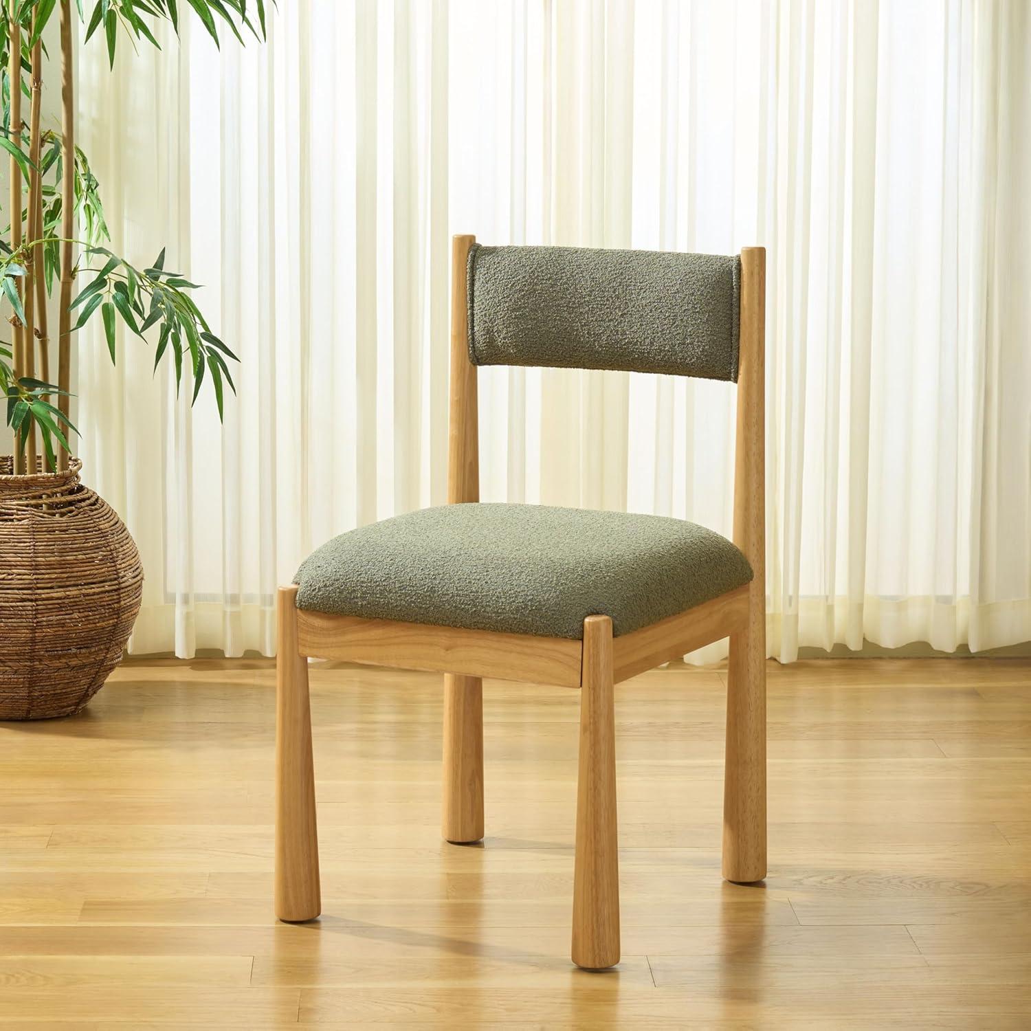 image:imageSAFAVIEH Home Collection Makiko Natural amp White Upholstered Dining Chair Padded Seat amp Back DCH9221ANaturalGreen