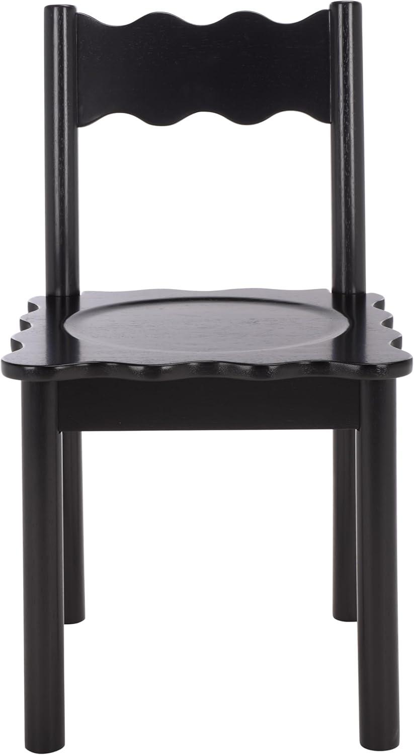image:imageSAFAVIEH Home Collection Nolly Black Scallop Solid Wood Dining Chair Set of 2 Country Cottage Farmhouse Design DCH9219BSET2Black