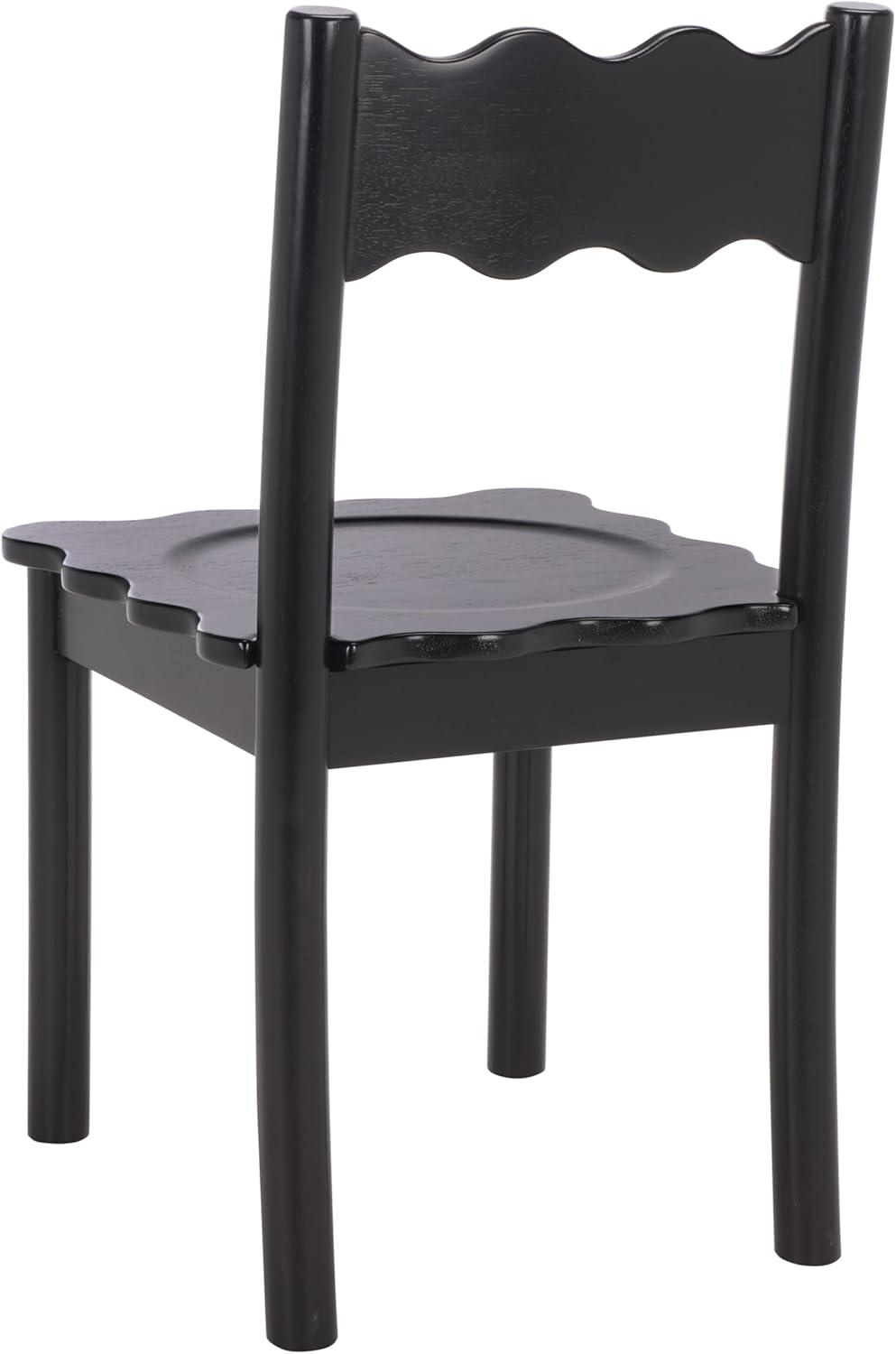 image:imageSAFAVIEH Home Collection Nolly Black Scallop Solid Wood Dining Chair Set of 2 Country Cottage Farmhouse Design DCH9219BSET2Black