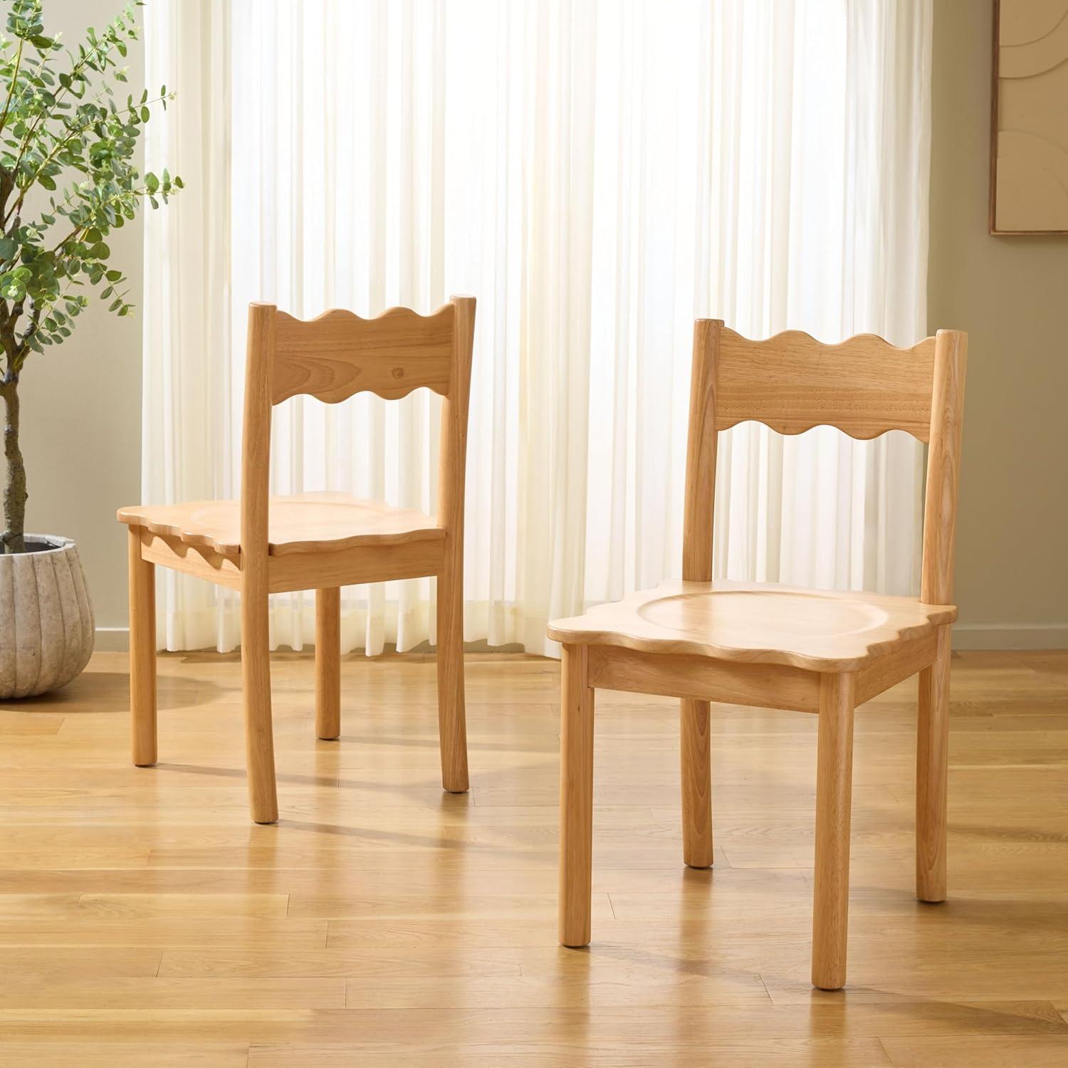 image:imageSAFAVIEH Home Collection Nolly Black Scallop Solid Wood Dining Chair Set of 2 Country Cottage Farmhouse Design DCH9219BSET2Natural