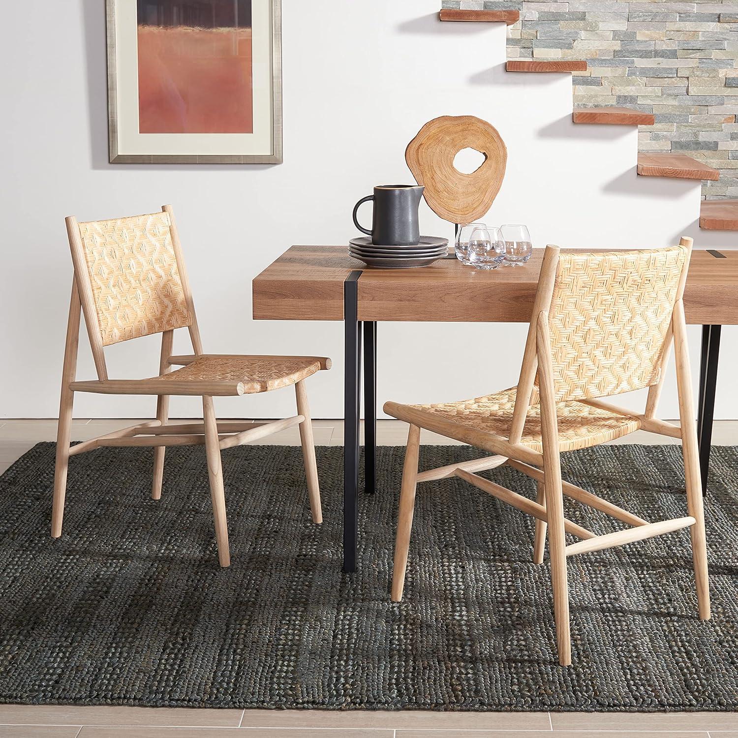 image:imageSAFAVIEH Home Collection Adira Natural Rattan Living Room Accent Dining Chair Fully Assembled