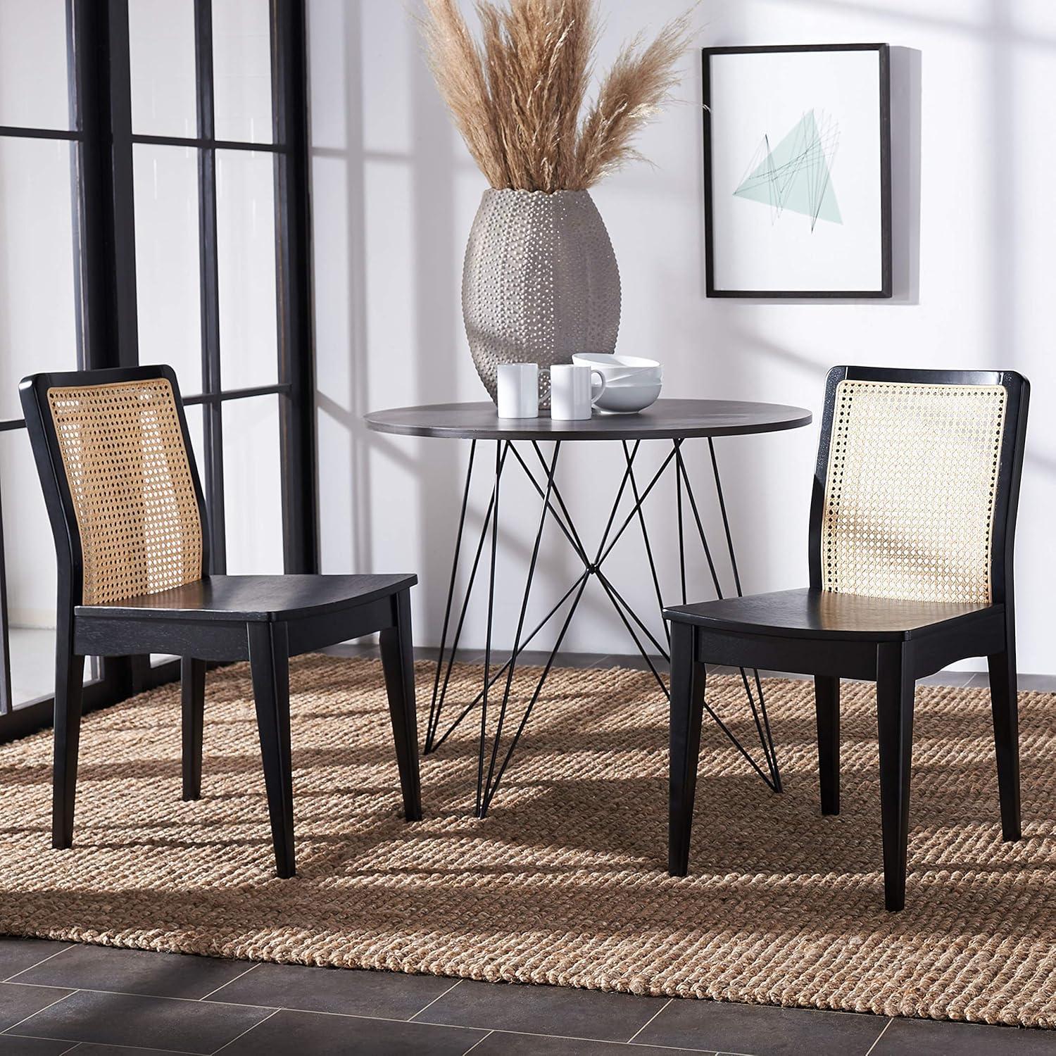 image:imageSAFAVIEH Home Collection Benicio Natural Rattan Dining Chair Set of 2 DCH1005DSET2Black Natural