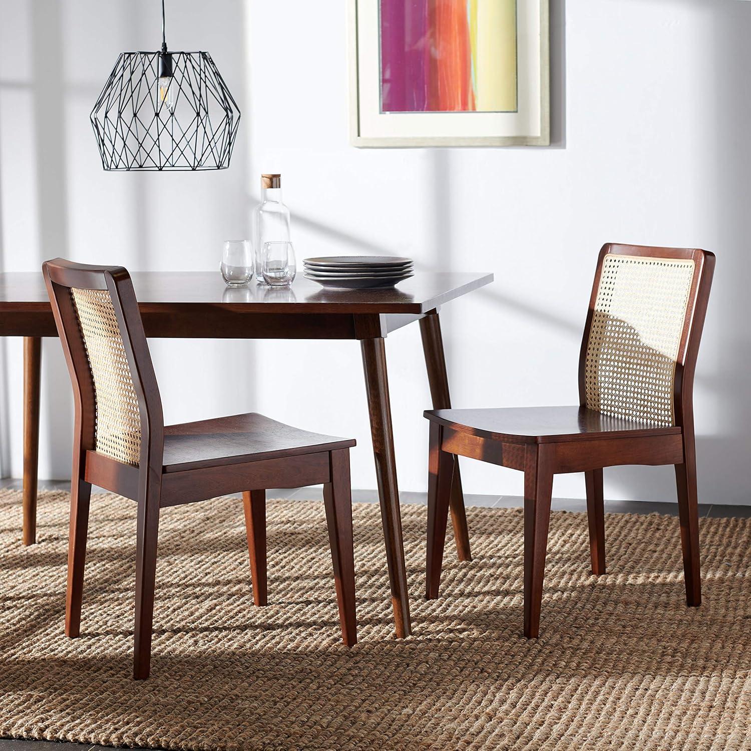 image:imageSAFAVIEH Home Collection Benicio Natural Rattan Dining Chair Set of 2 DCH1005DSET2Dark Brown Natural