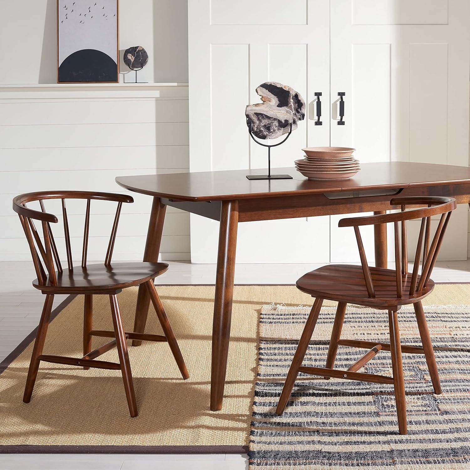 image:imageSAFAVIEH Home Collection Ceres Farmhouse Walnut Brown Spindle Back Living Room Accent Dining ChairWalnut