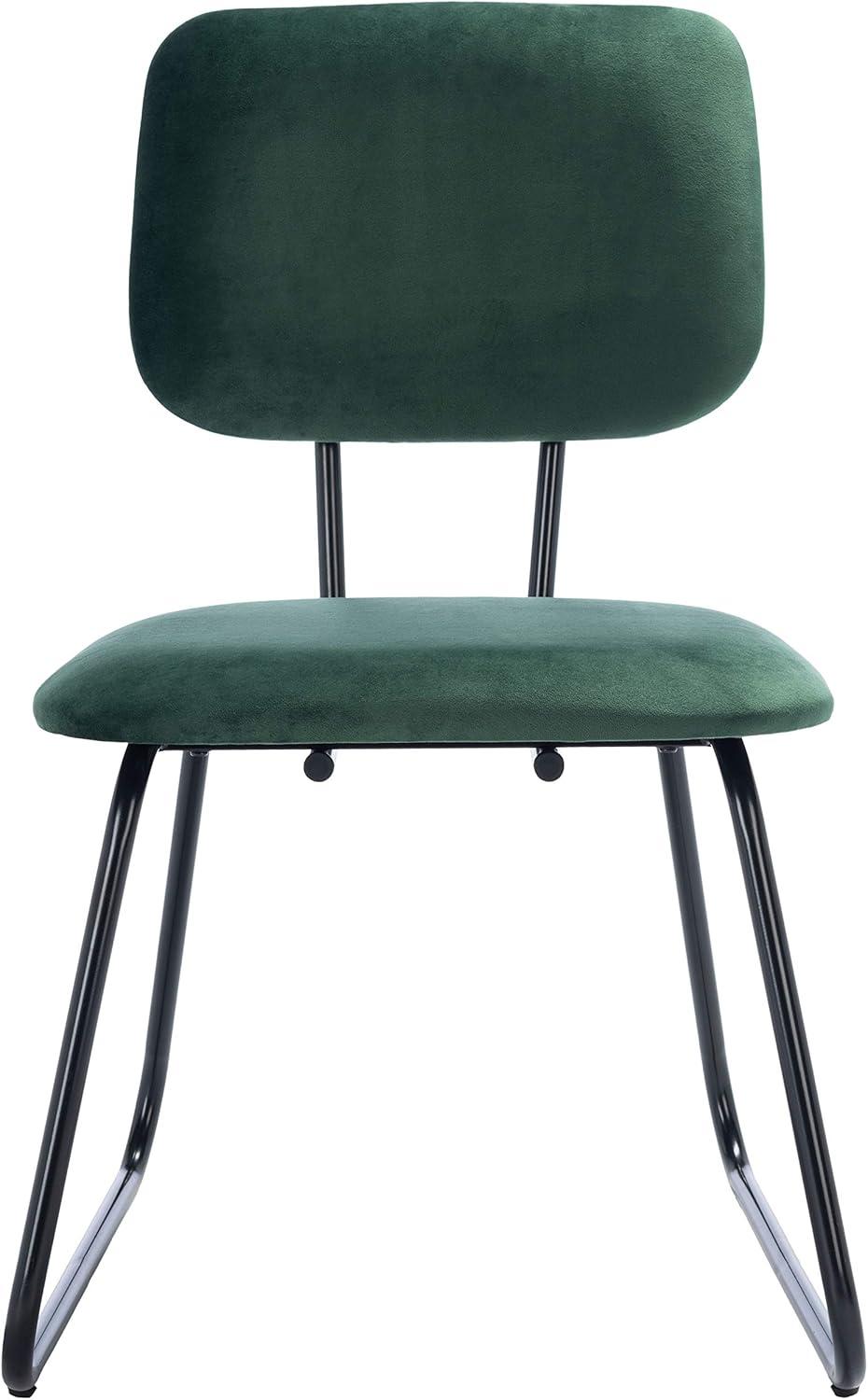 image:imageSAFAVIEH Home Collection Chavelle Modern Velvet Side Chair Set of 2 ACH6205ASET2 Malachite GreenBlackMalachite Green Black
