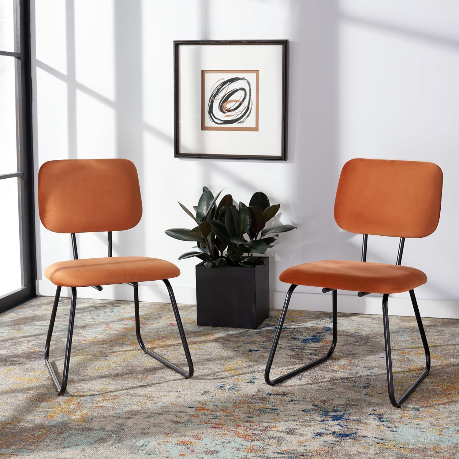 image:imageSAFAVIEH Home Collection Chavelle Modern Velvet Side Chair Set of 2 ACH6205ASET2 Malachite GreenBlackSiennaBlack
