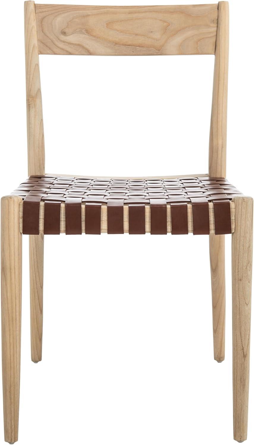 image:imageSAFAVIEH Home Collection Eluned Woven Leather Living Room Accent Dining Chair DCH1201CSET2 BlackNaturalCognac Natural