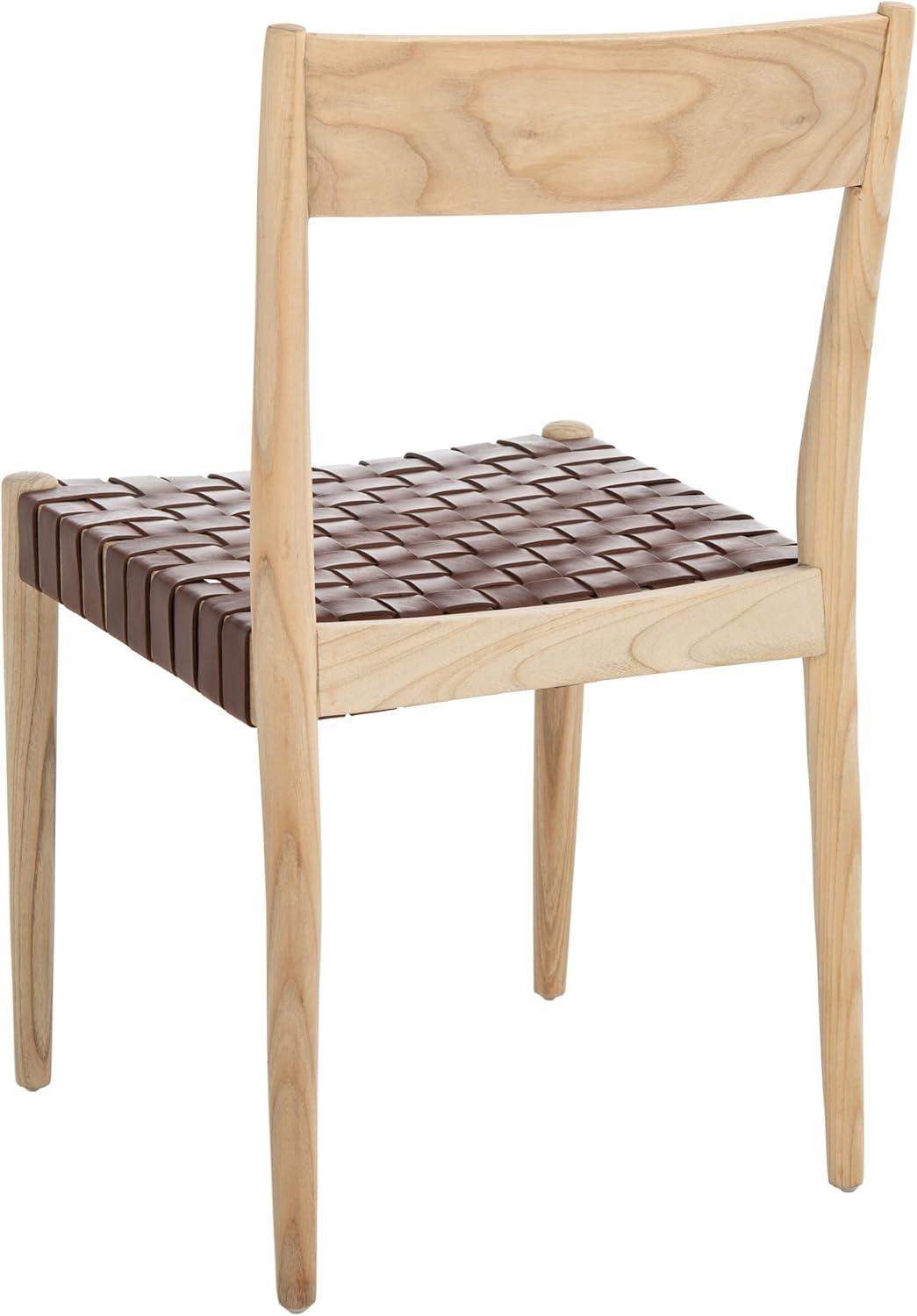 image:imageSAFAVIEH Home Collection Eluned Woven Leather Living Room Accent Dining Chair DCH1201CSET2 BlackNaturalCognac Natural
