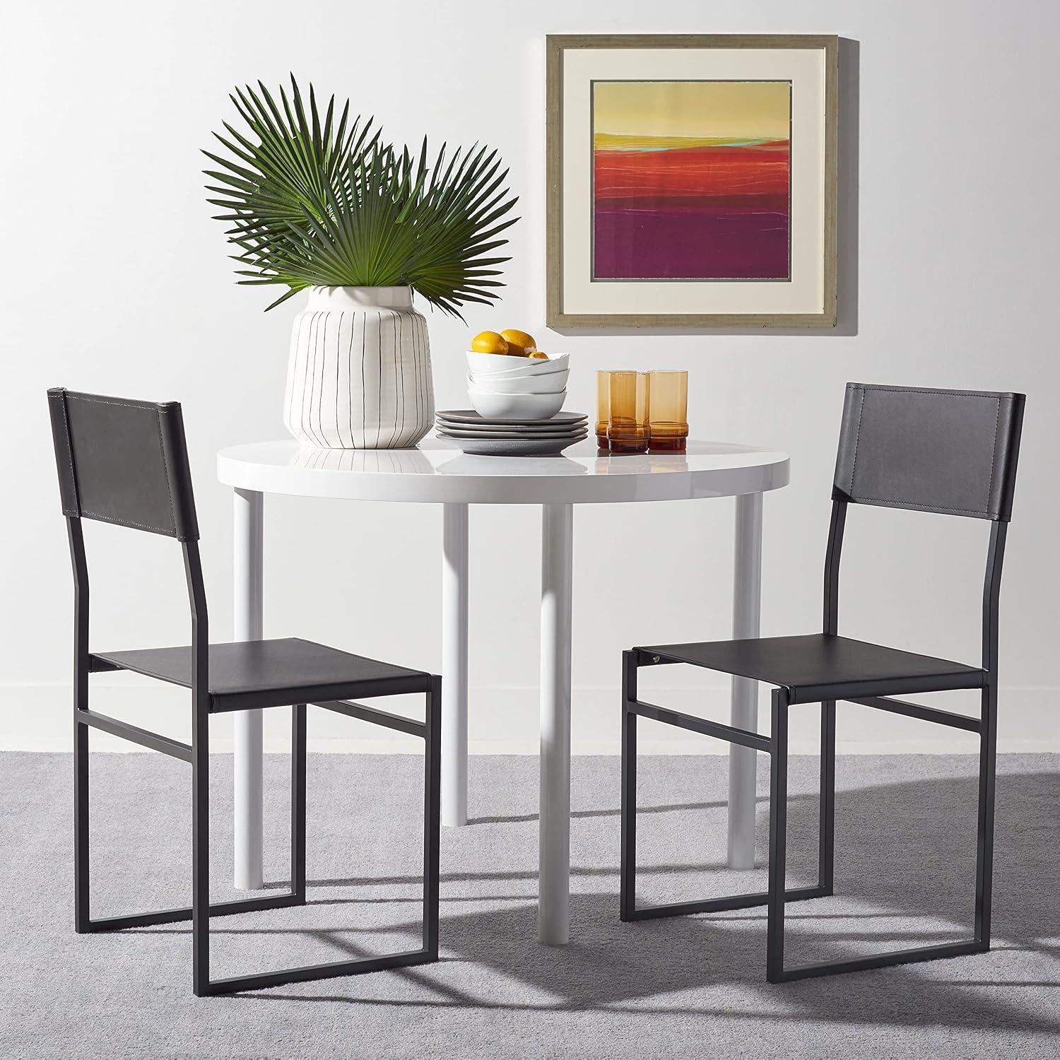 image:imageSAFAVIEH Home Collection Layne Light GreyBlack Dining Chair Set of 2 Fully AssembledBlack
