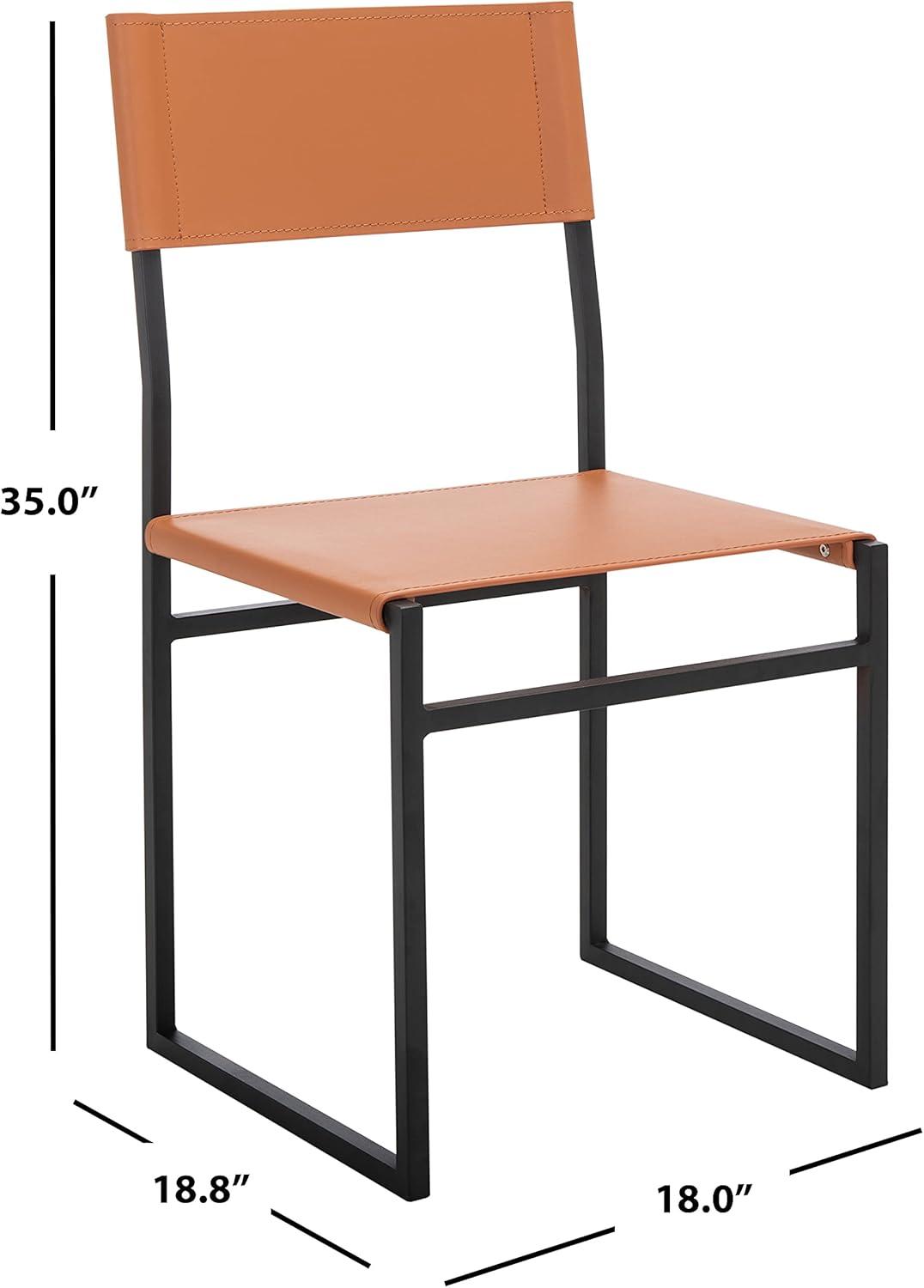 image:imageSAFAVIEH Home Collection Layne Light GreyBlack Dining Chair Set of 2 Fully AssembledCognac Black