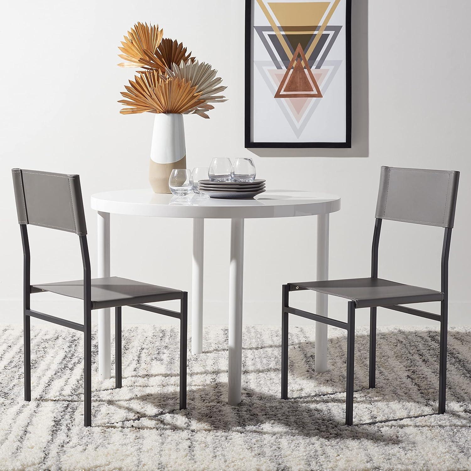 image:imageSAFAVIEH Home Collection Layne Light GreyBlack Dining Chair Set of 2 Fully AssembledGreyBlack