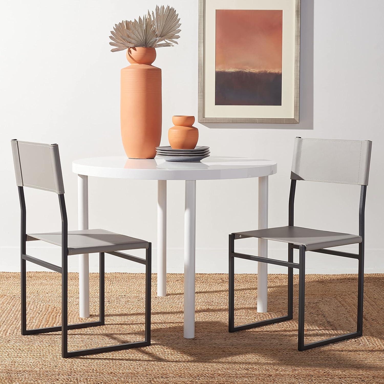 image:imageSAFAVIEH Home Collection Layne Light GreyBlack Dining Chair Set of 2 Fully AssembledLight GreyBlack