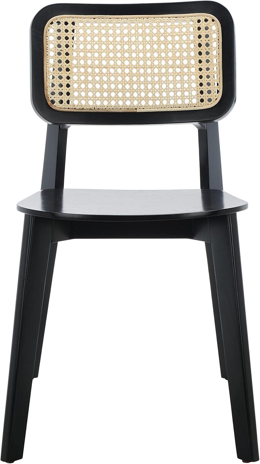 image:imageSAFAVIEH Home Collection Luz Coastal WhiteNatural Cane Rattan Dining Chair Set of 2BlackNatural