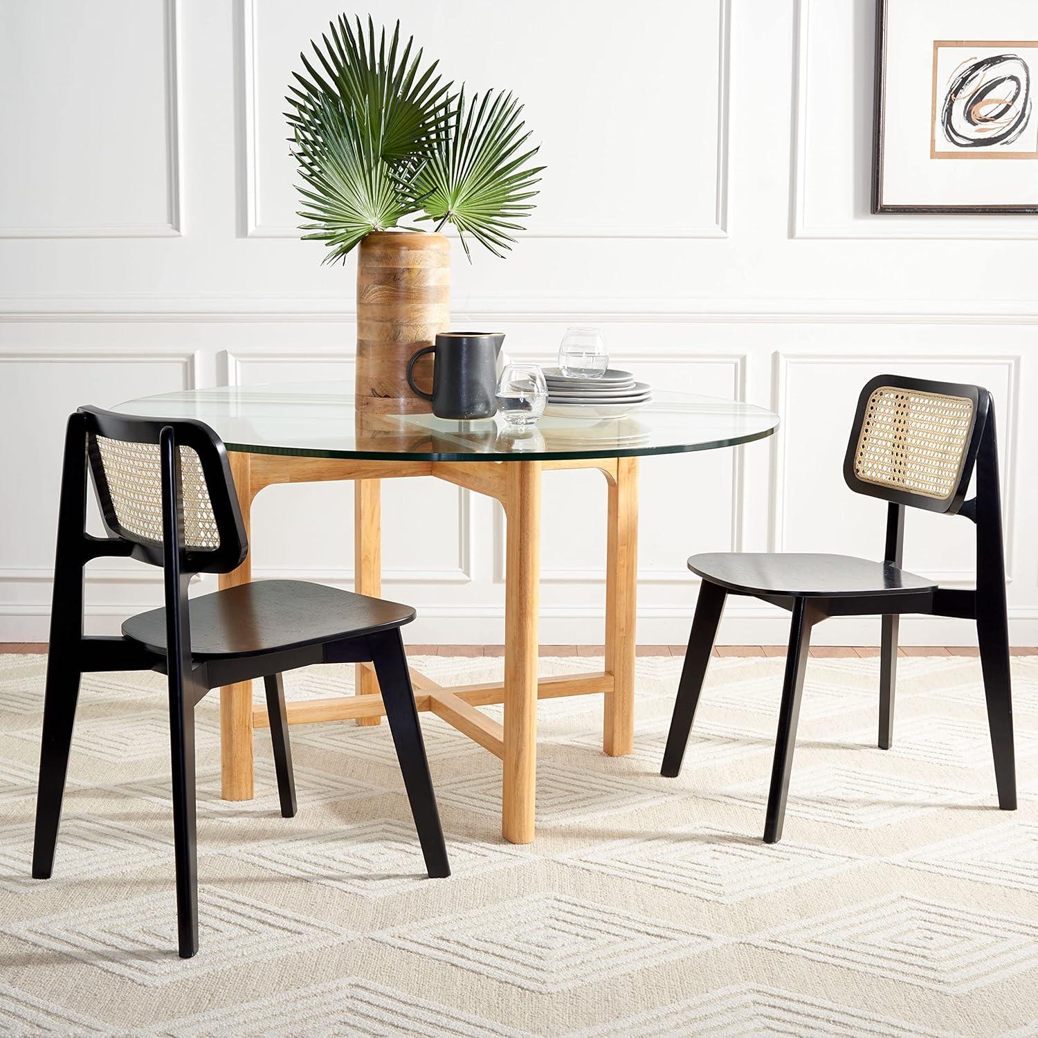 image:imageSAFAVIEH Home Collection Luz Coastal WhiteNatural Cane Rattan Dining Chair Set of 2BlackNatural