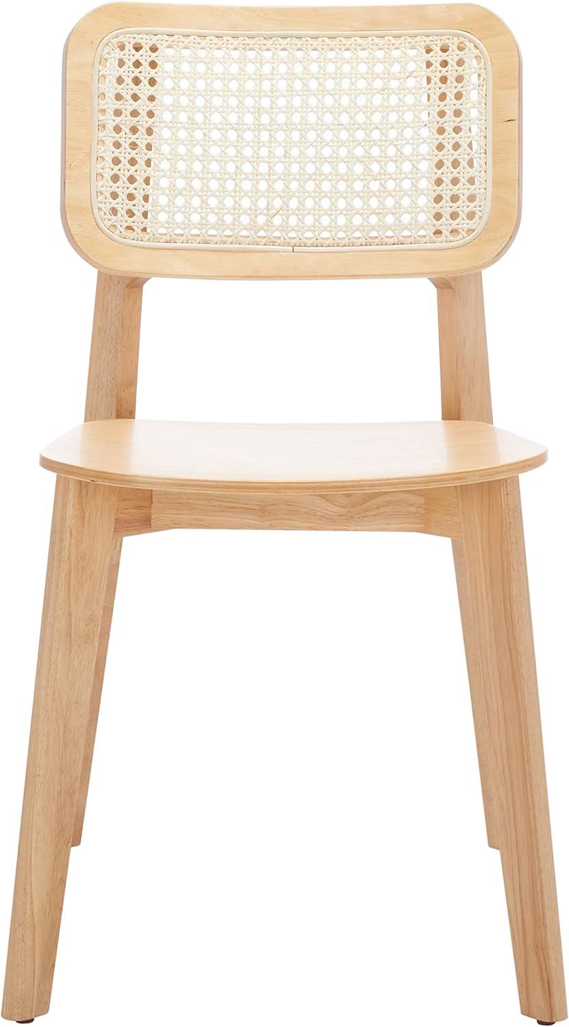 image:imageSAFAVIEH Home Collection Luz Coastal WhiteNatural Cane Rattan Dining Chair Set of 2Natural