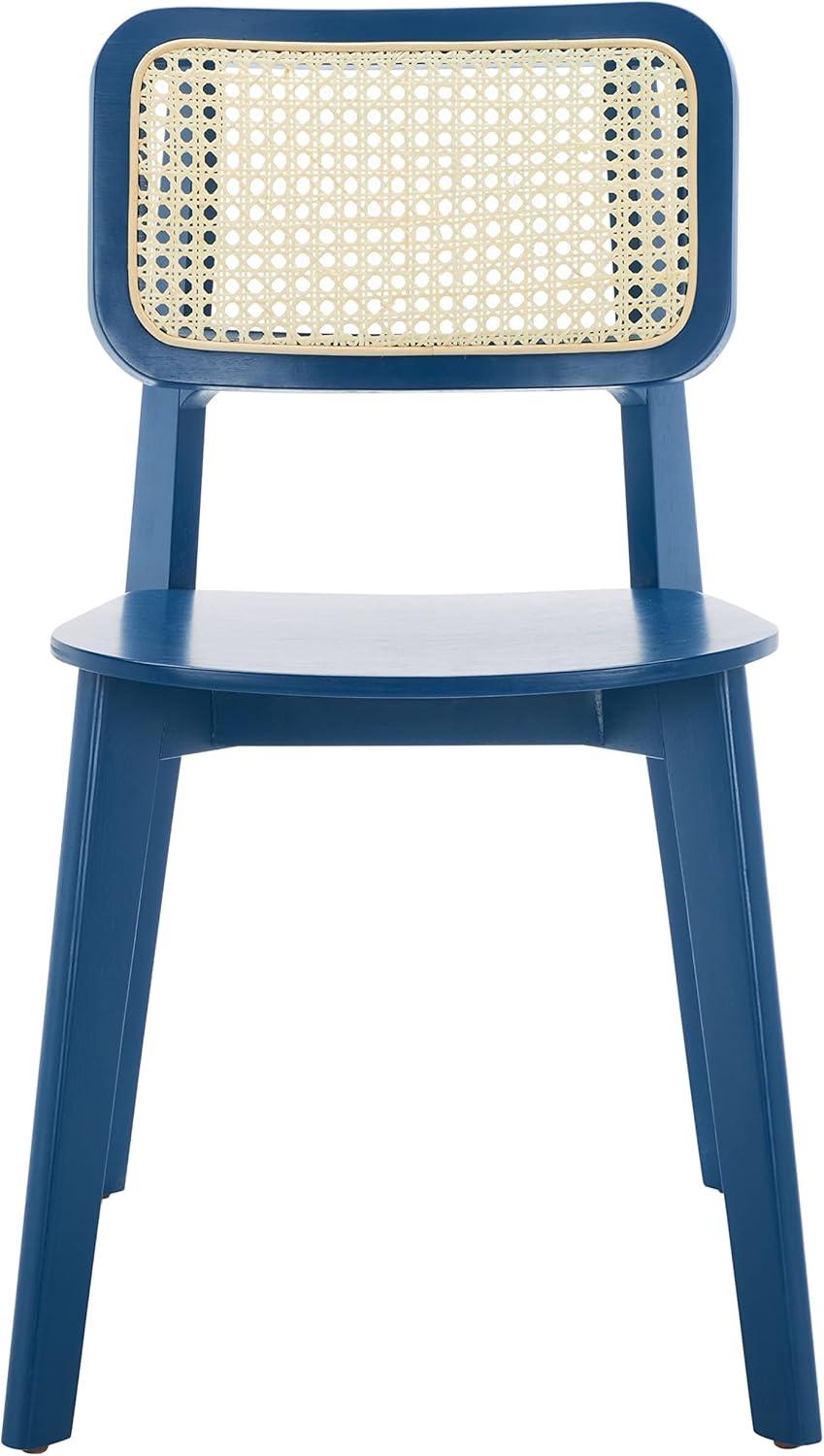 image:imageSAFAVIEH Home Collection Luz Coastal WhiteNatural Cane Rattan Dining Chair Set of 2NavyNatural