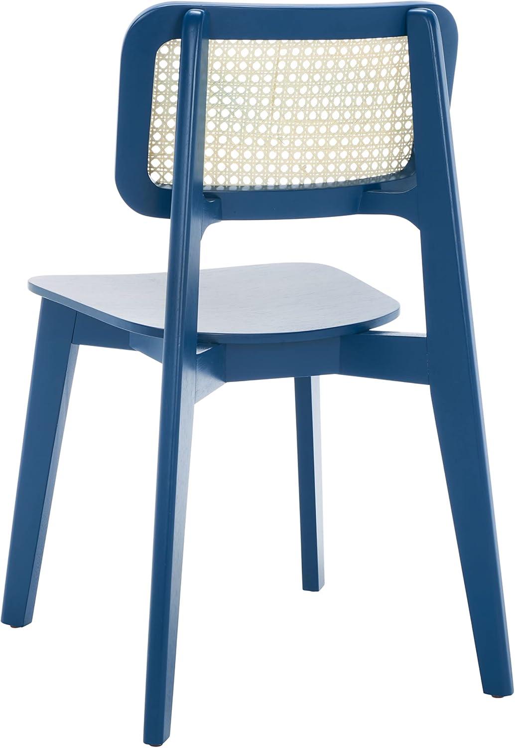 image:imageSAFAVIEH Home Collection Luz Coastal WhiteNatural Cane Rattan Dining Chair Set of 2NavyNatural