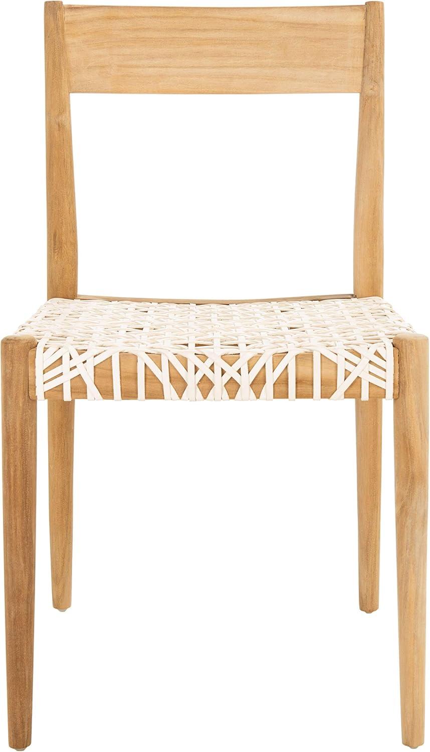 image:imageSAFAVIEH Home Collection Pranit Leather Wood 18inch Set of 2 Dining Chair CognacNaturalWhite Natural
