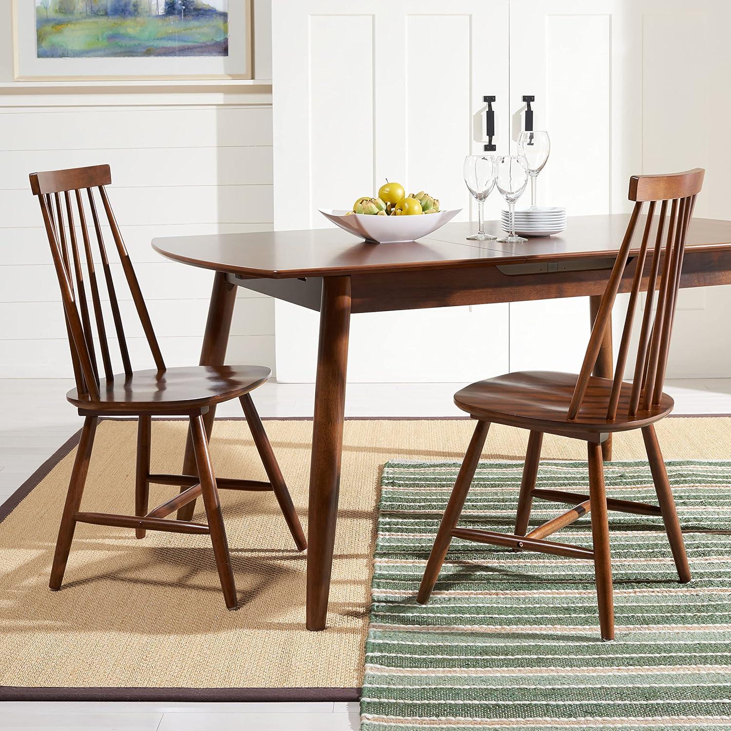 image:imageSAFAVIEH Home Collection Priam Farmhouse Walnut Brown Spindle Back Living Room Accent Dining Chair