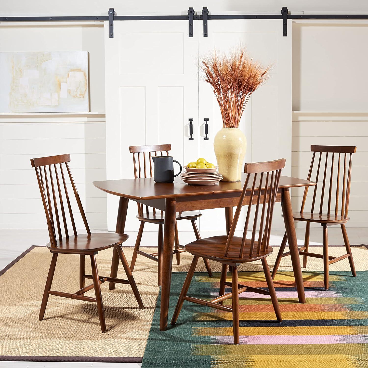 image:imageSAFAVIEH Home Collection Priam Farmhouse Walnut Brown Spindle Back Living Room Accent Dining Chair