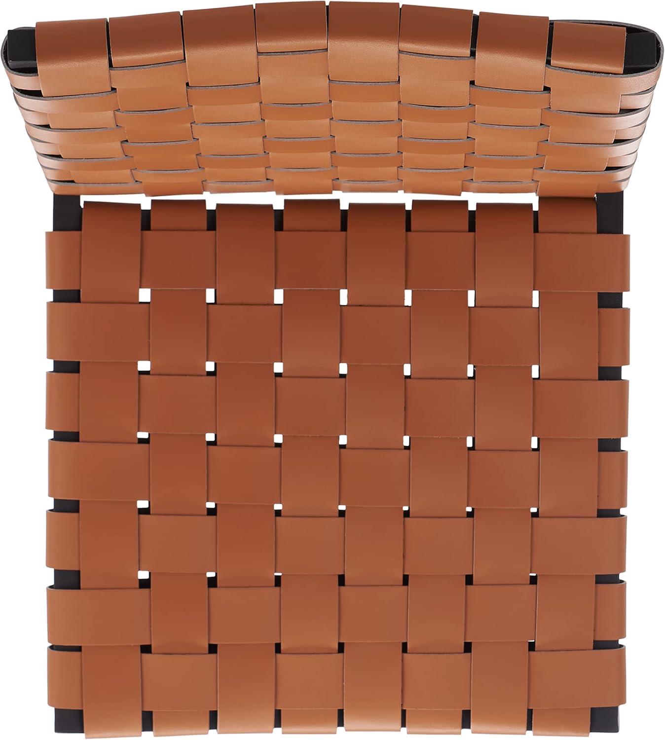 image:imageSAFAVIEH Home Collection Rayne Cognac Woven LeatherSilver Dining Chair Set of 2 Fully AssembledCognac Black
