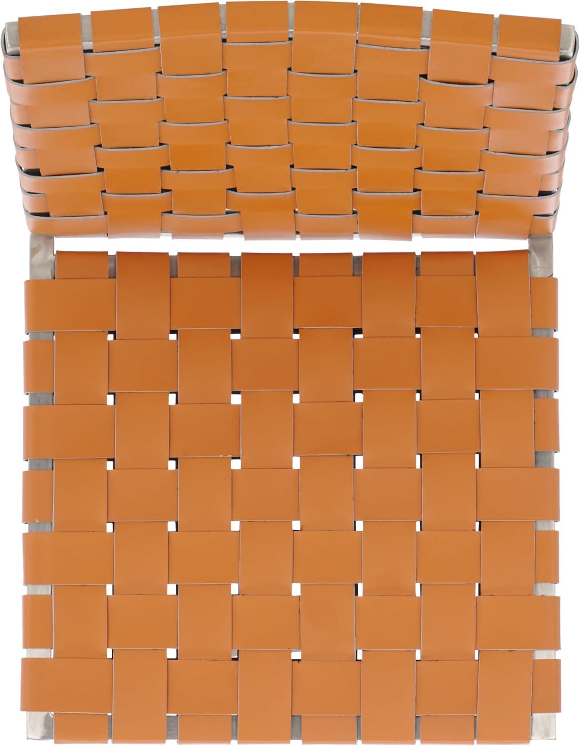 image:imageSAFAVIEH Home Collection Rayne Cognac Woven LeatherSilver Dining Chair Set of 2 Fully AssembledCognacSilver