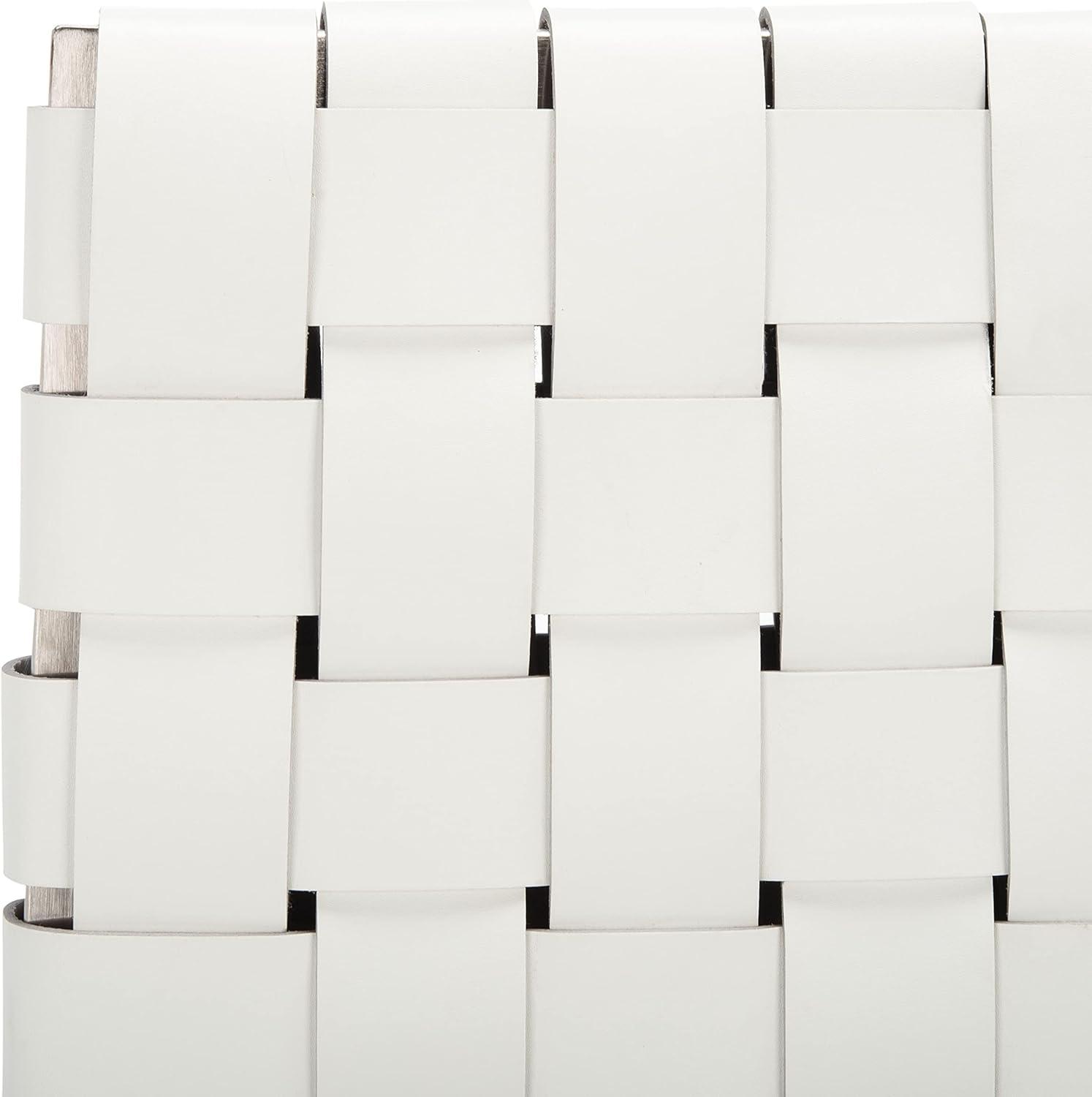 image:imageSAFAVIEH Home Collection Rayne Cognac Woven LeatherSilver Dining Chair Set of 2 Fully AssembledWhite Silver