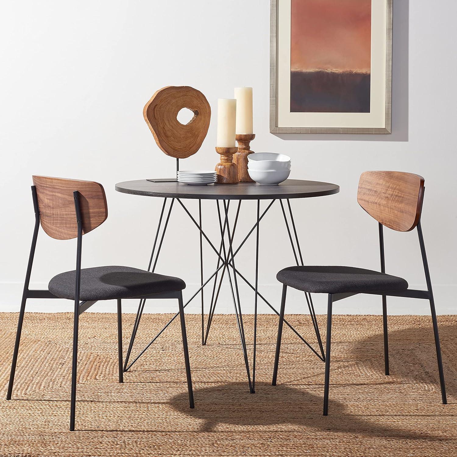image:imageSAFAVIEH Home Collection Ryker OakBlack Dining Chair Set of 2 Fully AssembledWalnut Black
