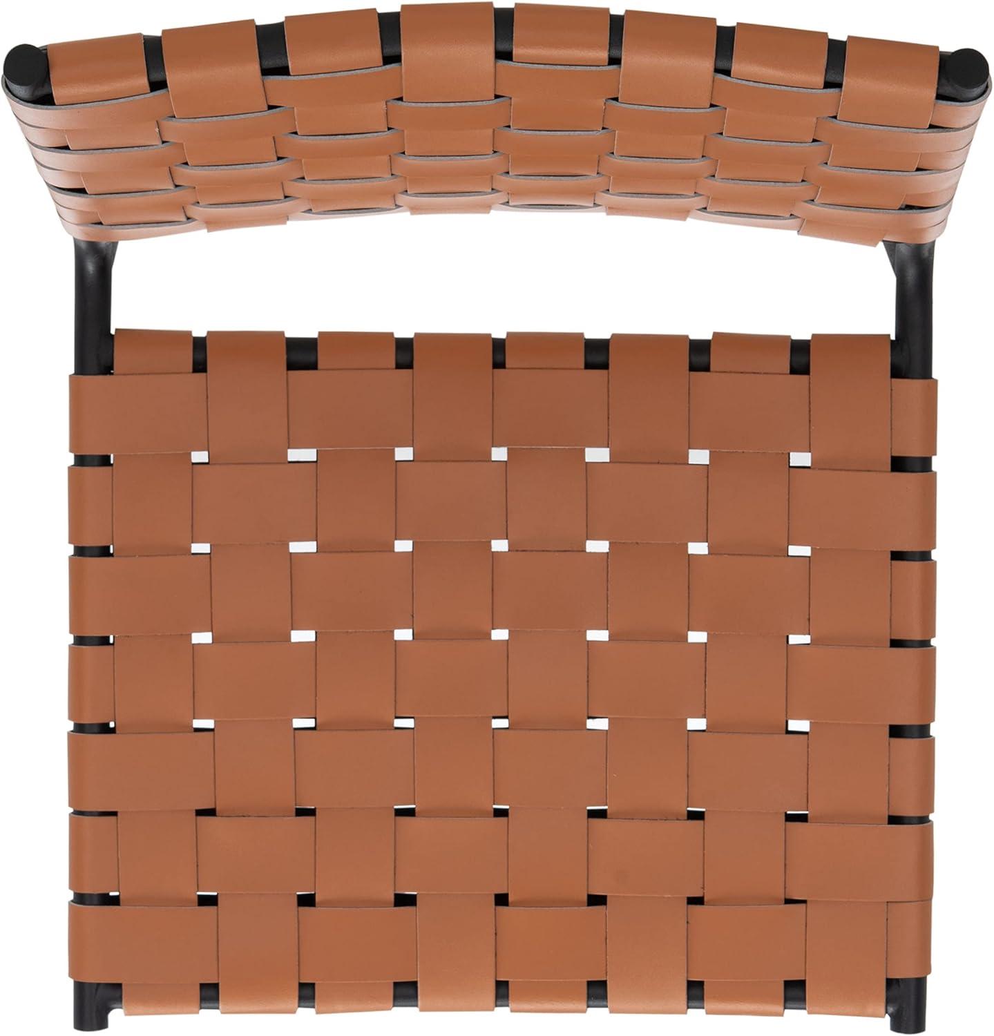 image:imageSAFAVIEH Home Collection Wesson White Woven LeatherSilver Dining Chair Set of 2 Fully AssembledCognacBlack